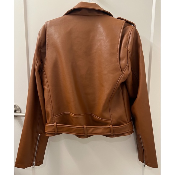 LAST CHANCE! NWT Brown Rebecca Minkoff Vegan Leather Jacket Size Large - Picture 3 of 6